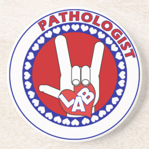 PATHOLOGIST LOGO ROUND ASL I LOVE LAB COASTER