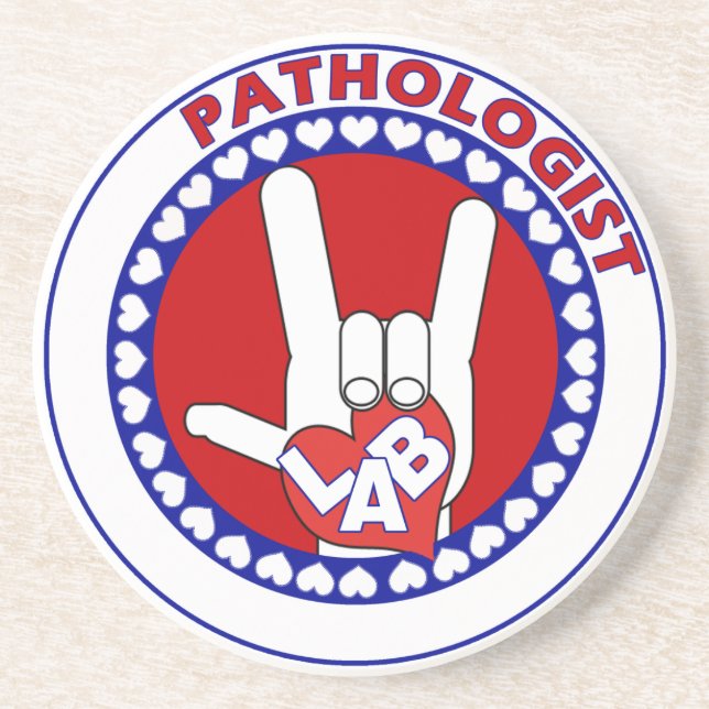 PATHOLOGIST LOGO ROUND ASL I LOVE LAB COASTER (Front)