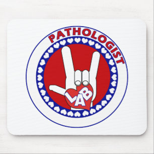 PATHOLOGIST LOGO ROUND ASL I LOVE LAB MOUSE PAD