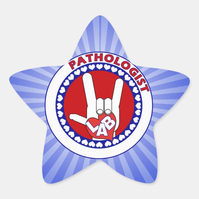 PATHOLOGIST LOGO ROUND ASL I LOVE LAB STAR STICKER (Front)