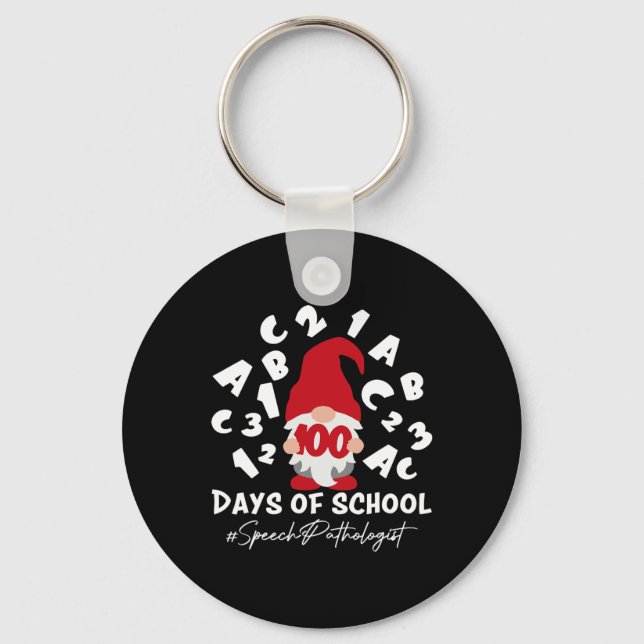 Pathologist Slp 100 Days Of School 100th Day Gnome Keychain (Front)