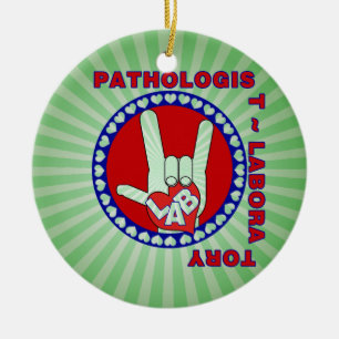PATHOLOGIST SQUARE ASL LOVE LOGO CERAMIC ORNAMENT