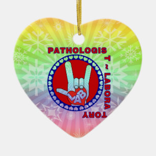PATHOLOGIST SQUARE ASL LOVE LOGO CERAMIC ORNAMENT