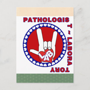 PATHOLOGIST SQUARE ASL LOVE LOGO POSTCARD