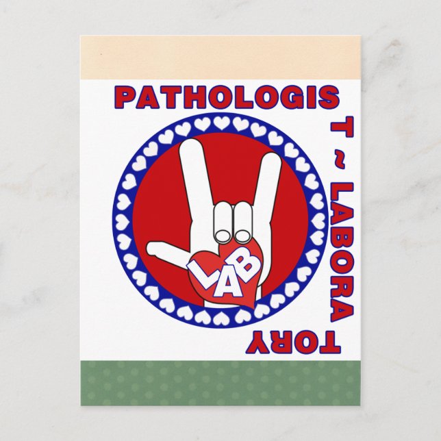 PATHOLOGIST SQUARE ASL LOVE LOGO POSTCARD (Front)