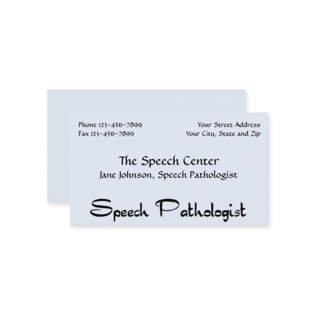 Pathologiste orthophoniste Carte de visite (Devant/Arrière en situation)
