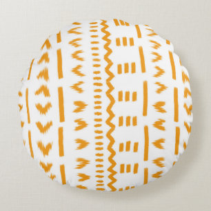 Paths Of Sun Mudcloth African Pattern In Turquoise Round Pillow