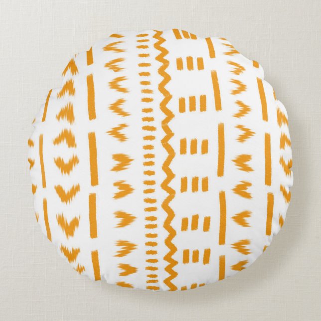 Paths Of Sun Mudcloth African Pattern In Turquoise Round Pillow (Front)