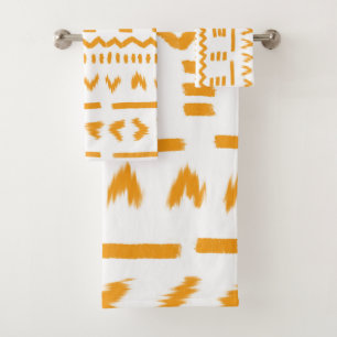 Paths Of Sun Mudcloth African Pattern In White Bath Towel Set