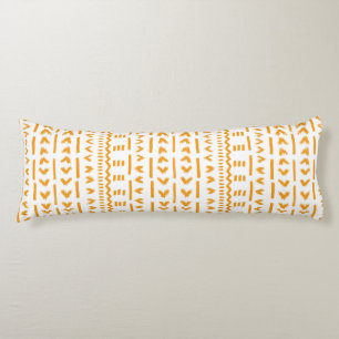Paths Of Sun Mudcloth African Pattern In White Body Pillow
