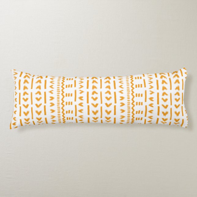 Paths Of Sun Mudcloth African Pattern In White Body Pillow (Front)