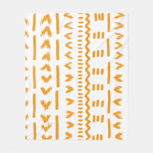 Paths Of Sun Mudcloth African Pattern In White Fleece Blanket (Front)