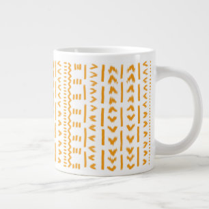 Paths Of Sun Mudcloth African Pattern In White Large Coffee Mug