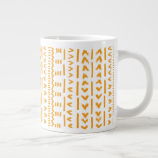 Paths Of Sun Mudcloth African Pattern In White Large Coffee Mug