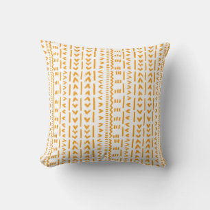 Paths Of Sun Mudcloth African Pattern In White Throw Pillow