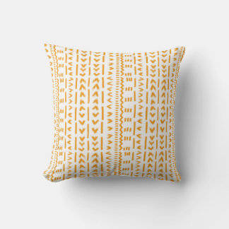 Paths Of Sun Mudcloth African Pattern In White Throw Pillow