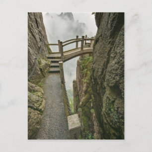 Pathway and small bridge, Yellow Mountain, Postcard