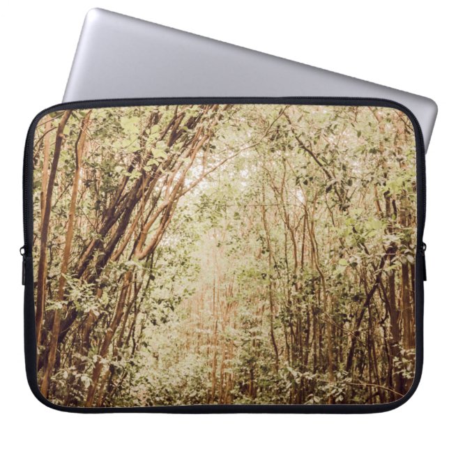 PATHWAY SURROUNDED WITH TALL AND GREEN TREES LAPTOP SLEEVE (Front)