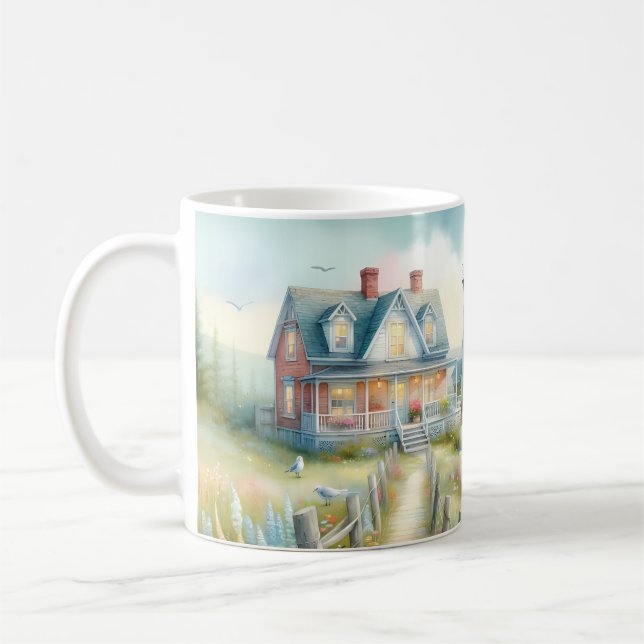 Pathway to the Lighthouse Coastal Cottage Coffee Mug (Left)