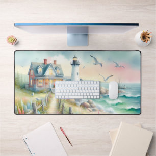 Pathway to the Lighthouse Coastal Cottage Desk Mat