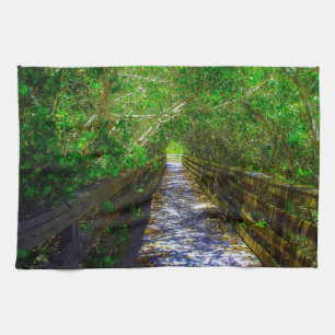 Pathway under the Tree Canopy Kitchen Towel