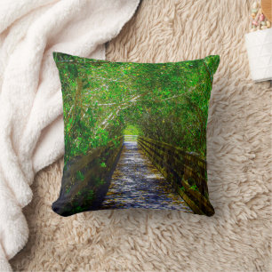 Pathway under the Tree Canopy Throw Pillow