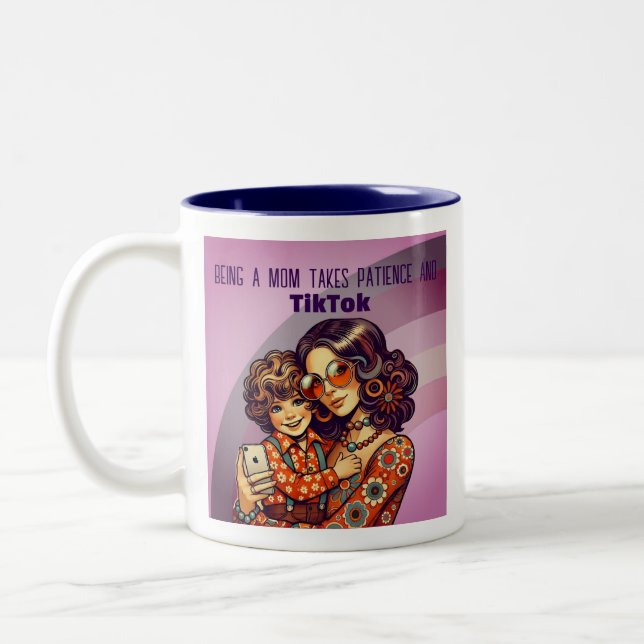 Patience and tiktok Two-Tone coffee mug (Left)