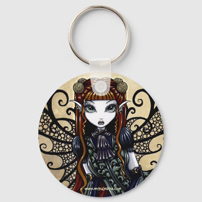"Patience" Auburn Haired Goth Faery Keychain (Front)