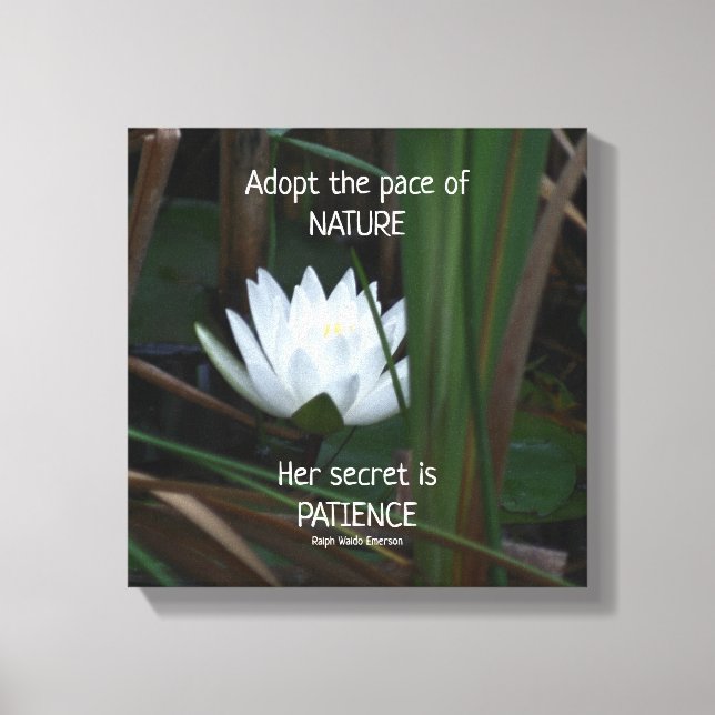 Patience Emerson Inspirational Quote Lotus Canvas Print (Front)