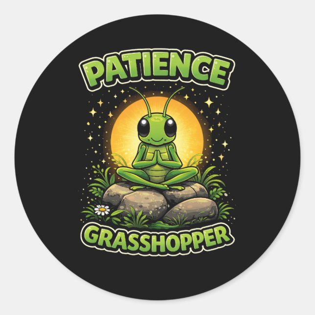 Patience Grasshopper Classic Round Sticker (Front)