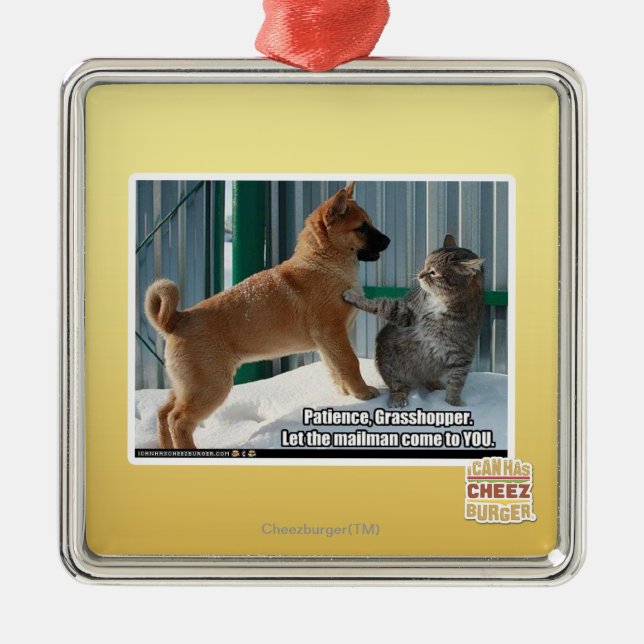 Patience, Grasshopper. Metal Ornament (Front)