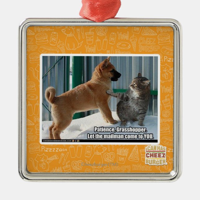 Patience, Grasshopper. Metal Ornament (Front)