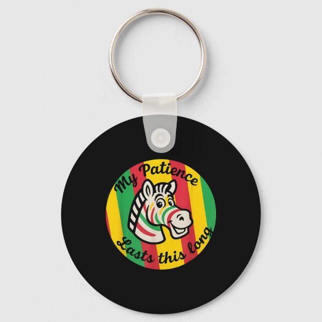 Patience Lasts This Long Vibrant Retro Zebra Keychain (Front)