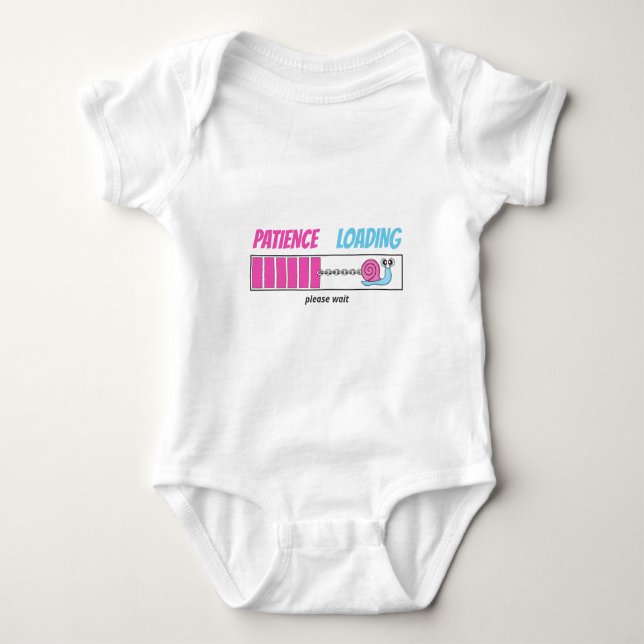 Patience Loading Funny Snail Newborn Shower Gift Baby Bodysuit (Front)