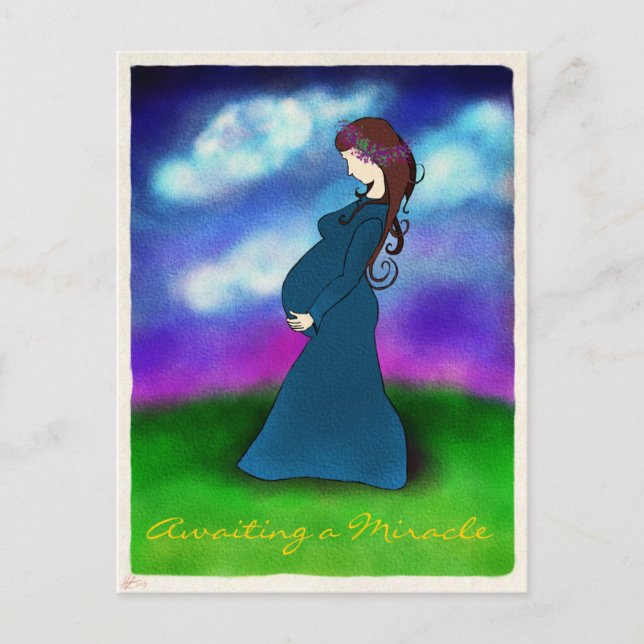 "Patience" Pregnancy Announcement Postcard (Front)