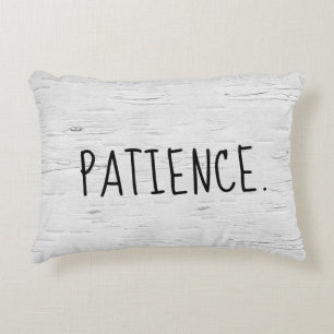 PATIENCE Text On Birch Tree  Accent Pillow