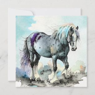 Patient Shire Horse Watercolour Thank You Card