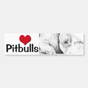 Patiently Waiting (heart pitbulls) Bumper Sticker