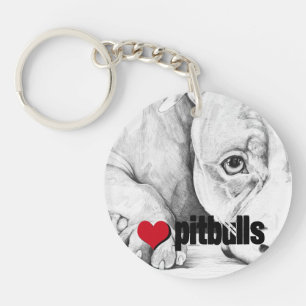 Patiently Waiting (heart pitbulls) Keychain