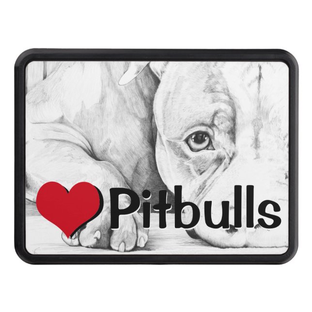 Patiently Waiting (heart pitbulls) Trailer Hitch Cover (Front)