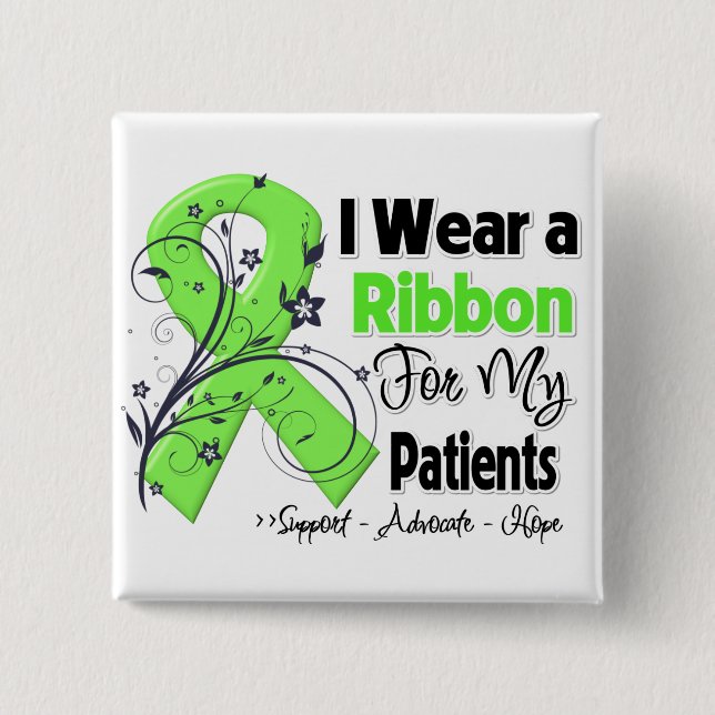 Patients - Lymphoma Ribbon 2 Inch Square Button (Front)