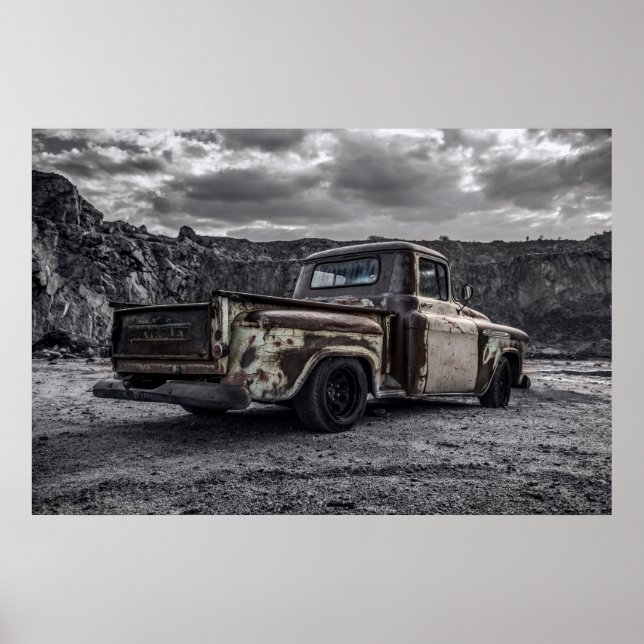 Patina 1956 Chevrolet C10 customized pick-up truck Poster (Front)