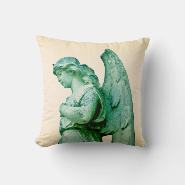 Patina Angel Throw Pillow (Front)