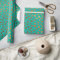 Patina Blue Turquoise Gold Metallic Faux Foil  Dot