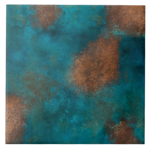 Patina Copper Turquoise Rust Tile