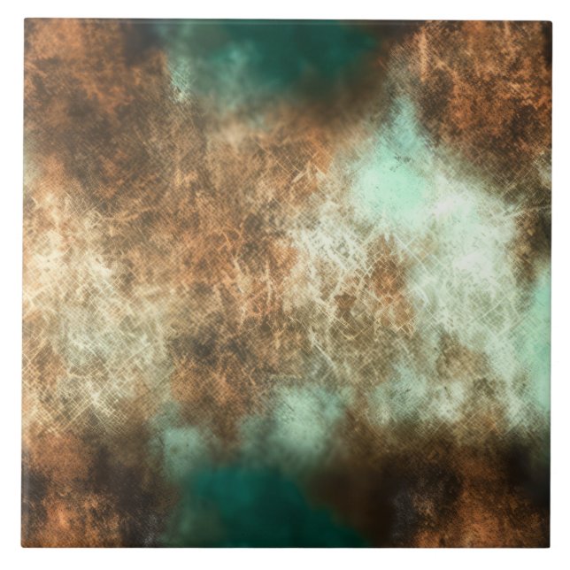 Patina Copper Turquoise Rust Tile (Front)