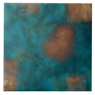 Patina Copper Turquoise Rust Tile