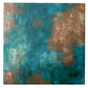 Patina Copper Turquoise Rust Tile