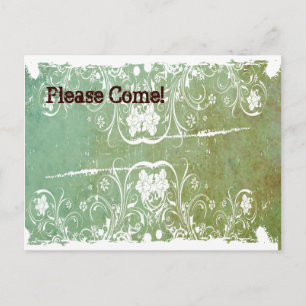 Patina Green Shabby Chic Invitation Postcard