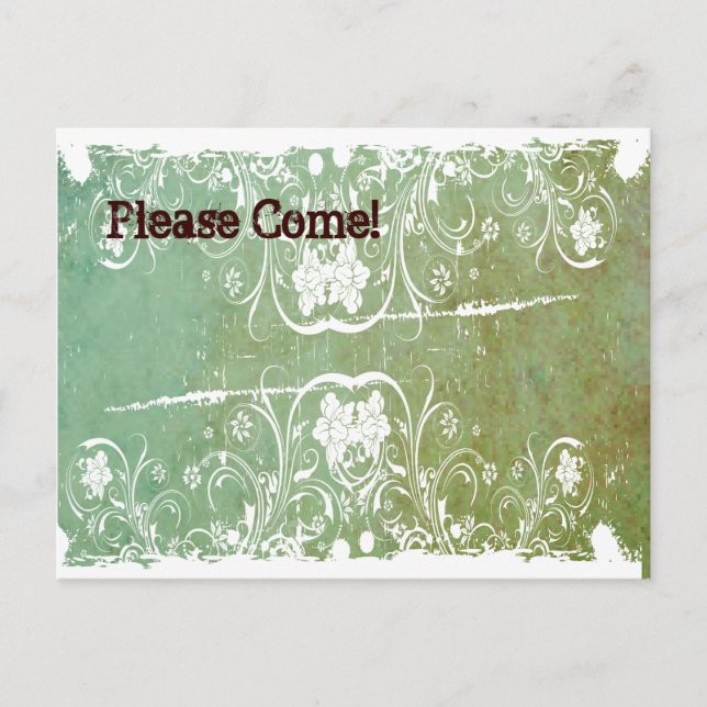 Patina Green Shabby Chic Invitation Postcard (Front)